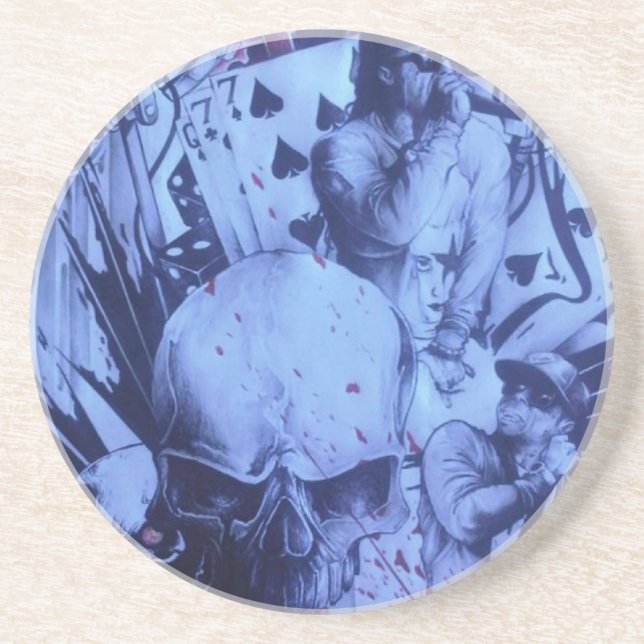 Pop Musicians Blue Purple Art Print Coaster (Front)