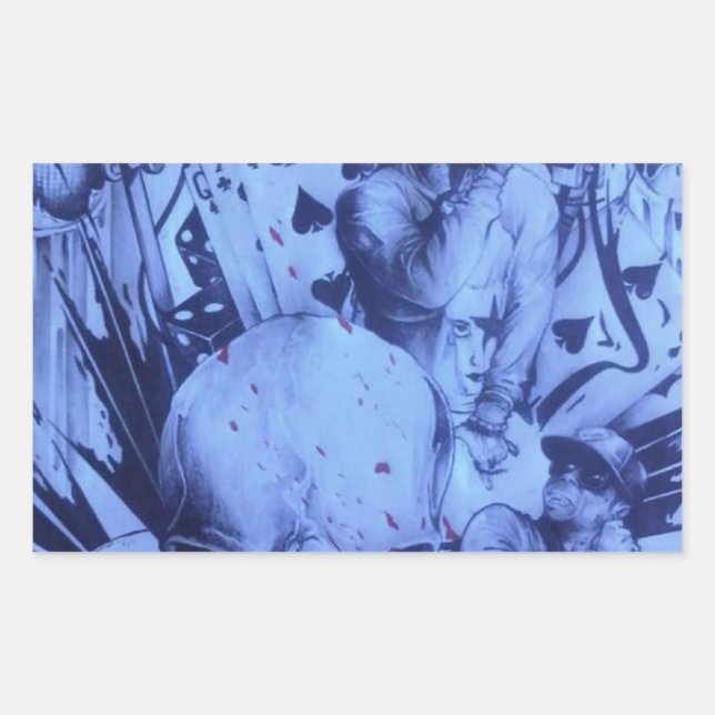 Pop Musicians Blue Purple Art Print Rectangular Sticker (Front)