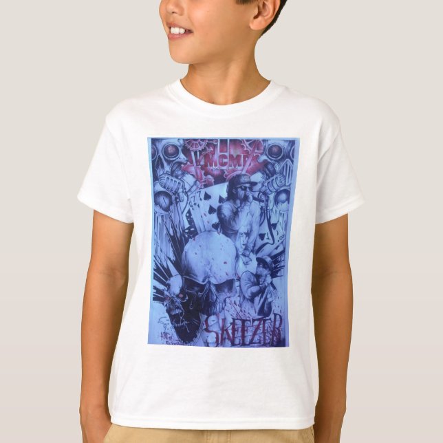Pop Musicians Blue Purple Art Print T-Shirt (Front)