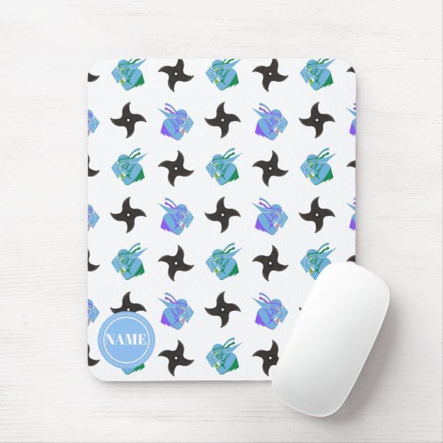 Pop Ninja Throwing Star Mouse Pad (With Mouse)