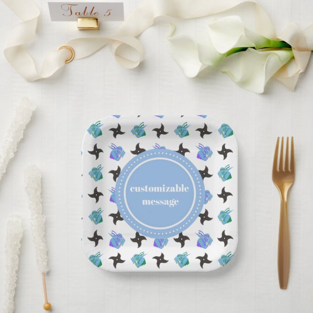 Pop Ninja Throwing Star Paper Plate (Wedding)