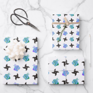 Pop Ninja Throwing Star Wrapping Paper Sheet
