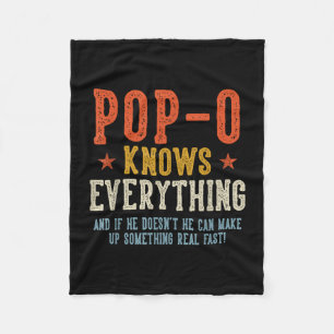 Pop-o knows everything father's day retro vintage fleece blanket
