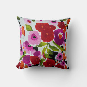 Pop of Bold Colour Inky Watercolor Flowers  Cushion