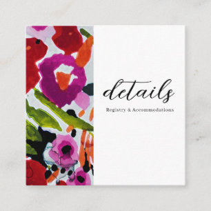 Pop of Bold Colour Inky Watercolor Flowers Details Square Business Card