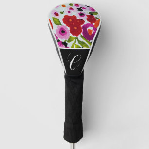 Pop of Bold Colour Inky Watercolor Flowers Golf Head Cover