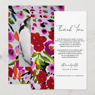 Pop of Bold Colour Inky Watercolor Thank You Invitation