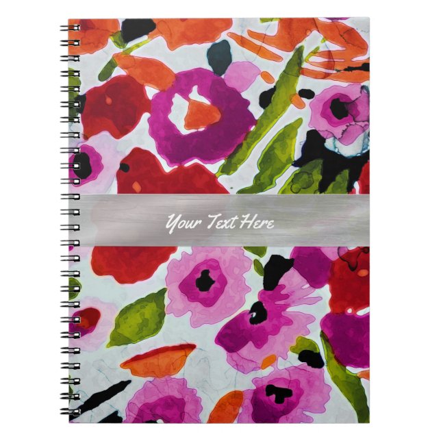 Pop of Bold Colour Watercolor Flowers Notebook (Front)