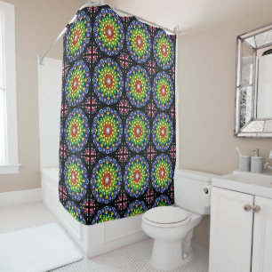 Pop of Colour in Green Blue & Red Shower Curtain