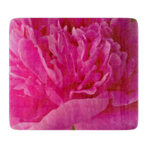Pop of Pink Peony-6x7 GLASS CUTTING BOARD