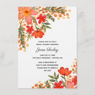 Pop of Red Floral Bridal Shower Invitation