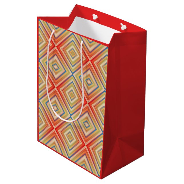 Pop Of Reds Alternative Diamond Pattern Medium Gift Bag (Back Angled)