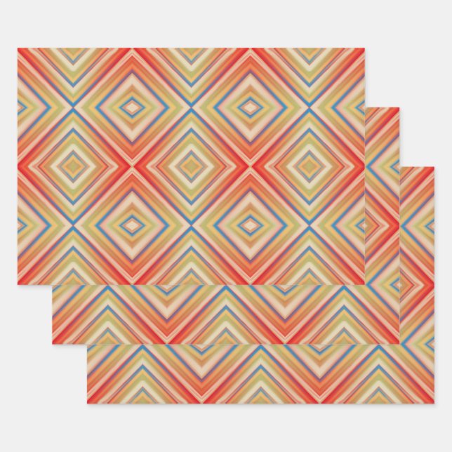 Pop Of Reds Alternative Diamond Pattern Wrapping Paper Sheet (Set)