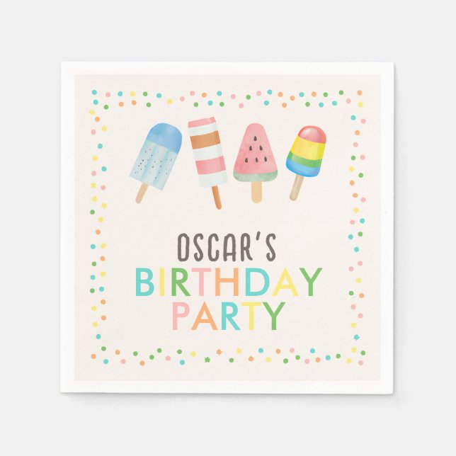 Pop on Over and Chill Ice-cream Kids Birthday Napkin (Front)