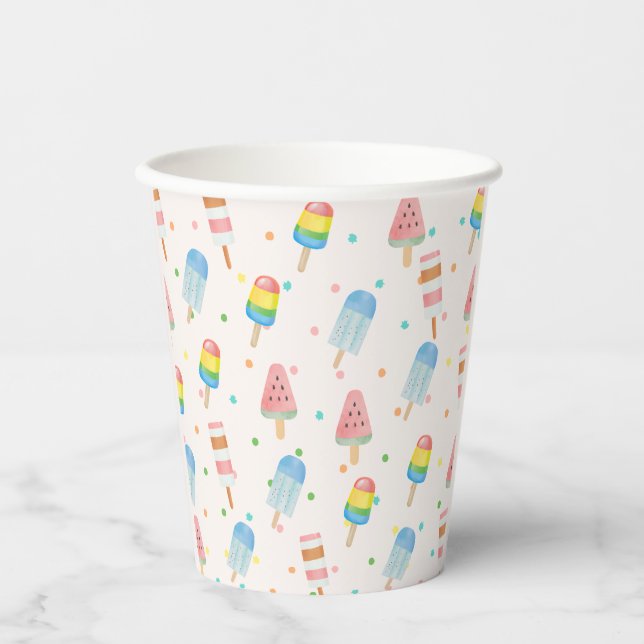 Pop on Over and Chill Ice-cream Kids Birthday Paper Cups (Front)