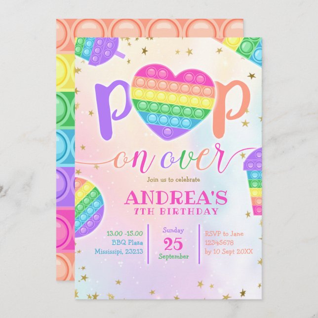 Pop on Over Birthday Party Invitation (Front/Back)
