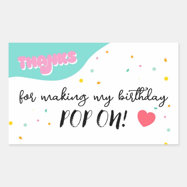 Pop On Over Birthday Party Rectangular Sticker (Front)
