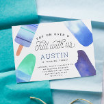 Pop On Over & Chill | Popsicle Kids Birthday Party Invitation<br><div class="desc">Adorable party invitations for your little one's summer birthday party feature four watercolor popsicle illustrations in vibrant shades of blue and green,  with "pop on over and chill with us" in whimsical script lettering. Personalise with your birthday party details beneath.</div>