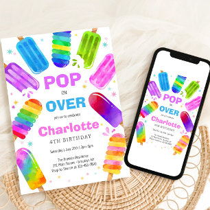 Pop On Over Ice Cream Pop Kids Birthday Invitation