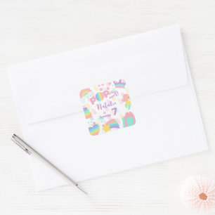 Pop on over! Pastel pop it birthday kid Square Sticker