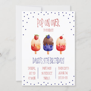 Pop on Over! Popsicle Themed Birthday Party Invitation
