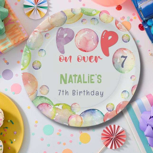 Pop on over! Soap bubbles birthday kid Paper Plate (Creator Uploaded)