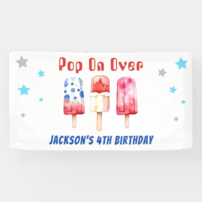 Pop Over Kids Summer Popsicle Birthday Banner (Horizontal)