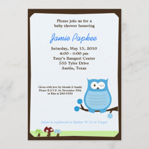 Pop Owl Nature 5x7 Baby Shower Invitation