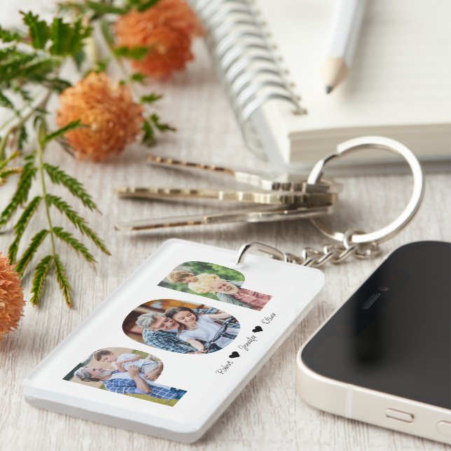 Pop Photo Collage | Grandpa Father's Day Gift Key Ring (Front Right)