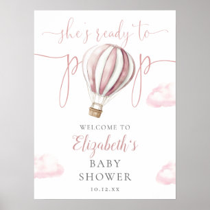 Pop Pink Balloon Baby Shower Welcome Sign