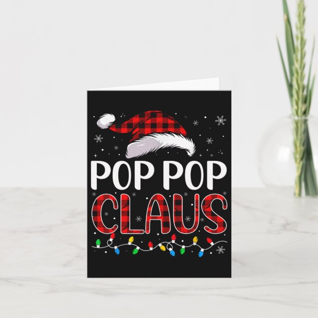 Pop Pop Claus Christmas Lights Matching Family Xma Card (Front)
