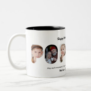 Pop Pop Custom Photo Collage Personalised Grandpa Two-Tone Coffee Mug