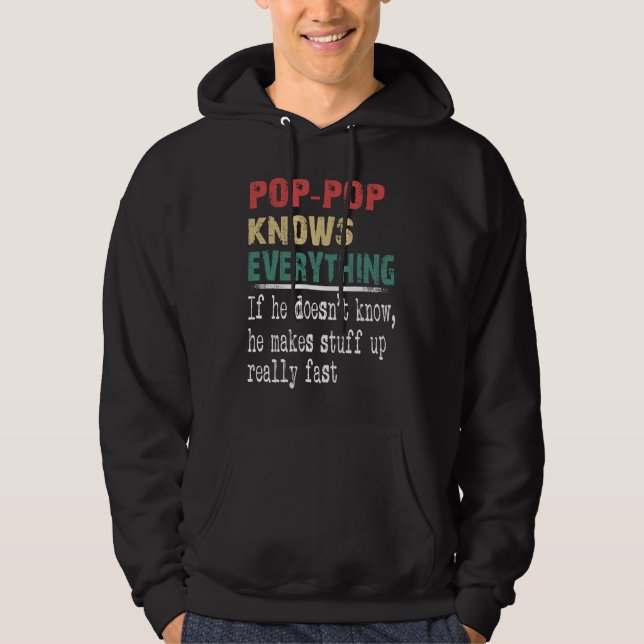 Pop Pop Knows Everything  Christmas Grandpa Hoodie (Front)
