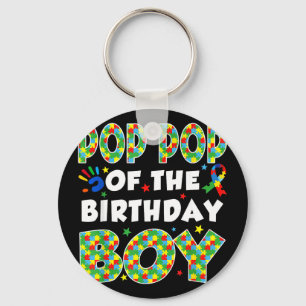 Pop pop of the bday boy autism awareness puzzle key ring