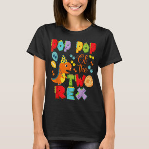 Pop Pop of The Two Rex 2nd Birthday Boy Dinosaur T-Shirt