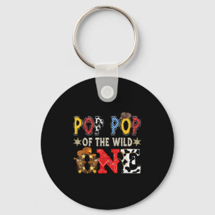 Pop Pop Of The Wild One 1st Birthday Boy Western C Key Ring