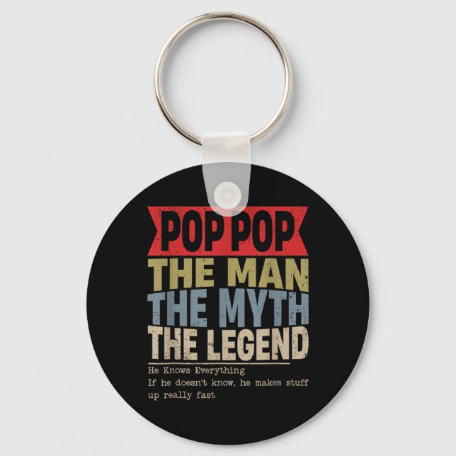 Pop Pop Retro Fathers Day Key Ring (Front)