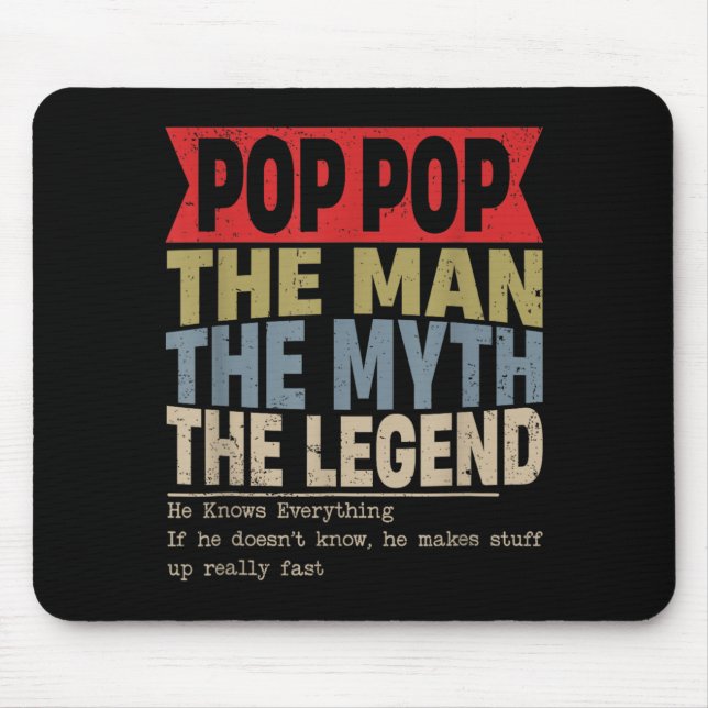 Pop Pop Retro Fathers Day Mouse Pad (Front)