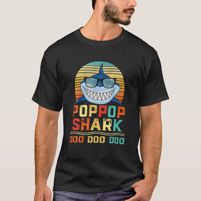 Pop Pop Shark Doo Doo - Matching Family Shark Birt T-Shirt (Front)