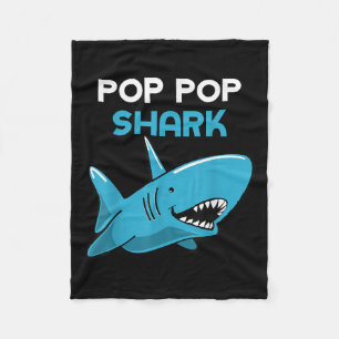 Pop-pop Shark Funny Family Grandpa Poppop Fleece Blanket