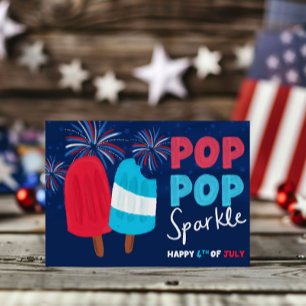 Pop Pop Sparkle Patriotic 4th of July Celebration Invitation