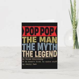 Pop pop the man the myth the legend retro father's card