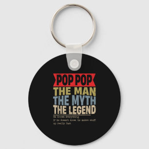 Pop pop the man the myth the legend retro father's key ring