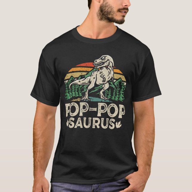 Pop-popsaurus Dinosaur Grandpa Saurus Fathers Day T-Shirt (Front)