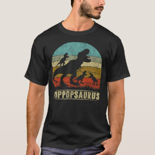 Pop-popsaurus T Rex Pop-pop Dinosaur three Kids Fa T-Shirt