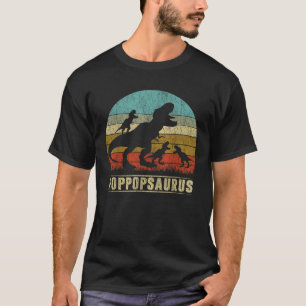 Pop popsaurus T Rex Pop pop Dinosaur three Kids Fa T-Shirt