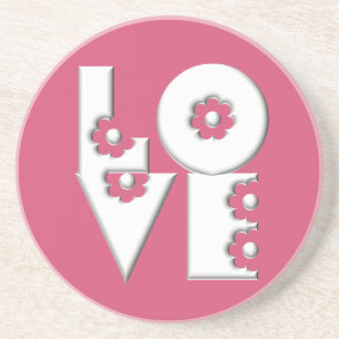 Pop Puffy Floral LOVE Square Coaster
