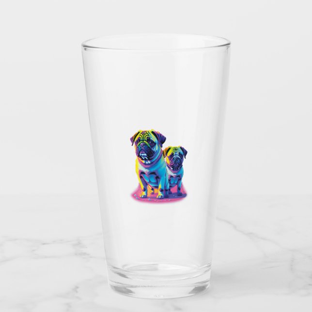Pop Pugs in Pink  Glass (Front)