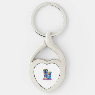 Pop Pugs in Pink Key Ring