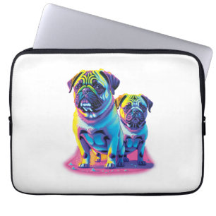Pop Pugs in Pink Laptop Sleeve